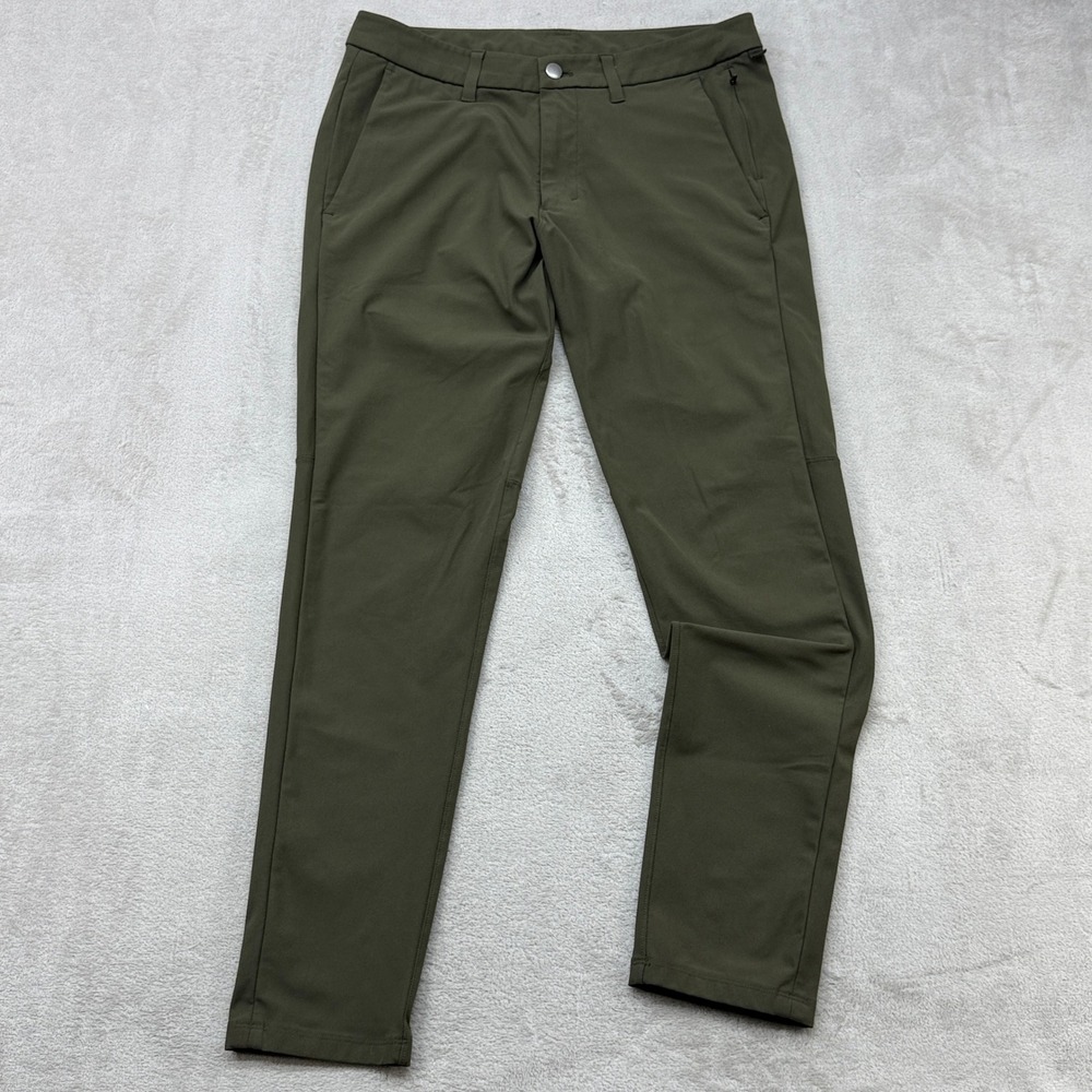 Lululemon Commission Slim Fit Pants Mens 32x28 Olive Green Technical Chino